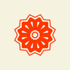 orange asian flower mandala vector illustration