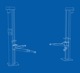 Car lift stand tower. Vector