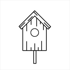 Wooden birdhouse. House for bird. Homemade nest for animal.