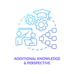 Additional knowledge and perspective blue gradient concept icon. Improve professional skills abstract idea thin line illustration. Isolated outline drawing. Myriad Pro-Bold font used