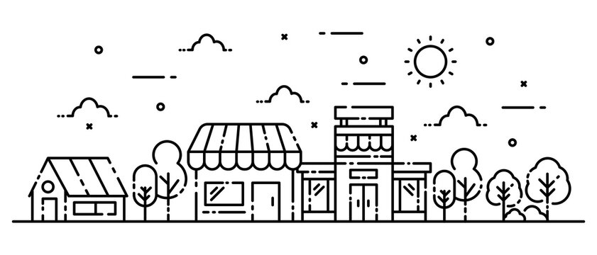 Concept store building in line style