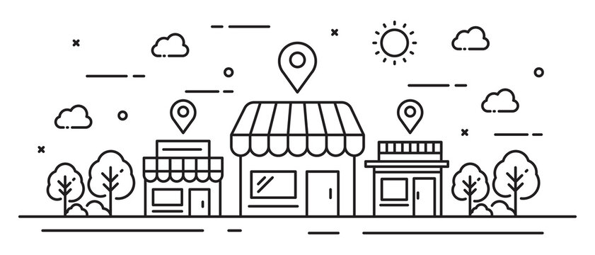 Illustration store location concept in line style