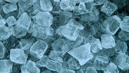Ice Cubes Flying in the Air, Close-up