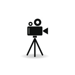 Camera on tripod icon vector graphics