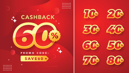 Fototapeta premium Set cashback background design for promotional product