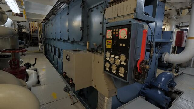 Vibration near propulsion in engine room of ship