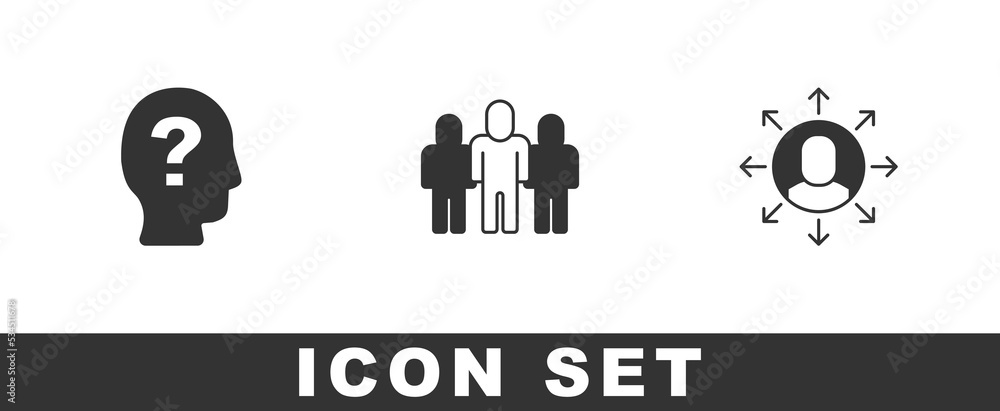 Poster set worker, project team base and multitasking manager working icon. vector