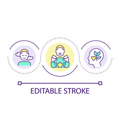 Fototapeta premium Employee self-esteem and confidence loop concept icon. Improving staff wellbeing abstract idea thin line illustration. High self-efficacy. Isolated outline drawing. Editable stroke. Arial font used