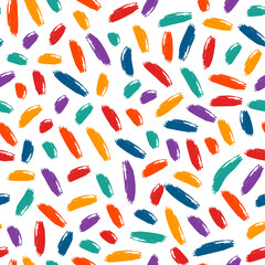 Brushstrokes motif camouflage print. Paint brush smears seamless pattern. Freehand design background. Trendy handdrawn modern simple ornament