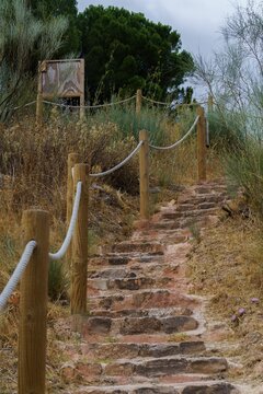 stairs leading to the cave of the Hundidero in Montejaque, Malaga, Spain