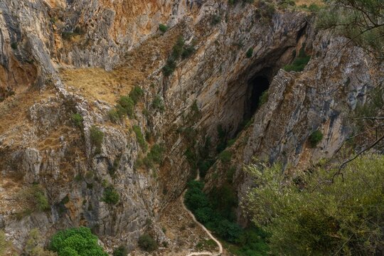 entrance to the cave of the hundidero in montejaque , malaga,spain