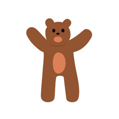 teddy bear on white background, vector illustration in flat cartoon design.