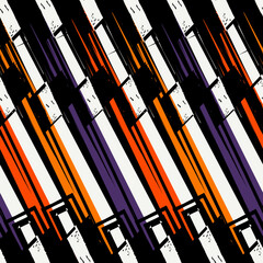 Obraz premium Geometric seamless pattern. Bauhaus style background. Modern grid print. Straight stripe, diagonal line motif ornament. Trendy contemporary geo wallpaper