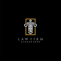 RB initial monogram logo for lawfirm with pillar in creative square design