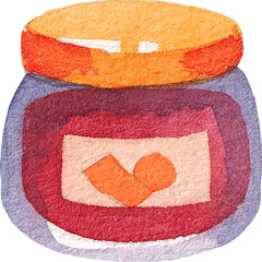 Watercolor jar with jam