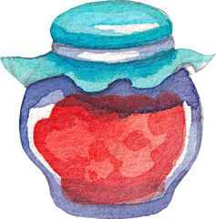 Watercolor jar with jam