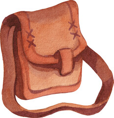 Cartoon watercolor bag isolated 