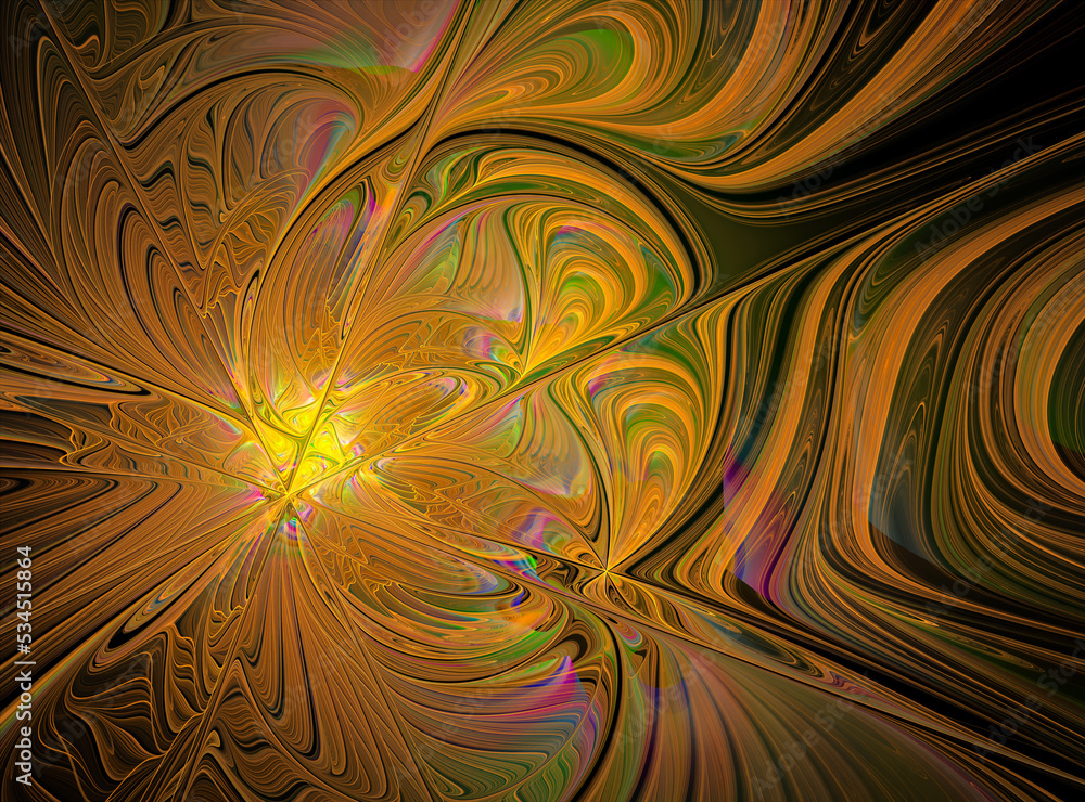 Poster fractal spiral. abstract fractal patterns and shapes. dynamic flowing natural forms.