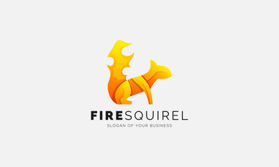 squirrel logo creative design concept frame fire business logo