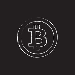 Bitcoin icon, vector sign, payment symbol, coin logo. Crypto currency, virtual electronic, internet money. black emblem isolated on white. Cryptocurrency e-commerce concept