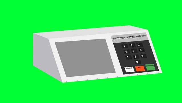 Electronic machine voting urn, animation moving, green background, illustration.