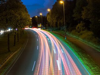 Light trails on night motorway