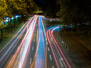 Light trails on night motorway
