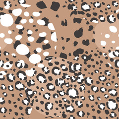 Abstract modern leopard seamless pattern with circles. Animals trendy background. Color decorative vector illustration for print, card, fabric, textile. Modern ornament of stylized skin