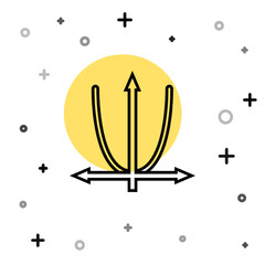 Black line Graph, schedule, chart, diagram, infographic, pie graph icon isolated on white background. Random dynamic shapes. Vector