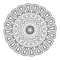 black and white round vector abstract mandala coloring book for adults, lace pattern design