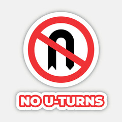 no u turnTraffic sign editable modern vector icon and text effect design