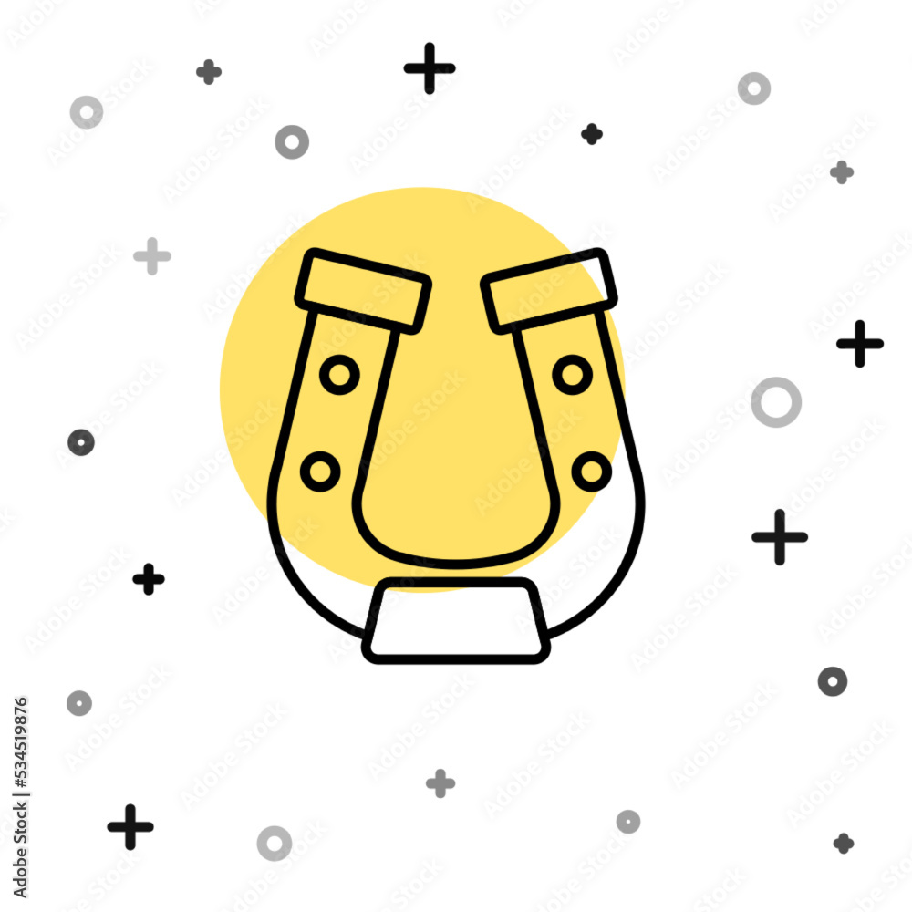 Poster black line horseshoe icon isolated on white background. random dynamic shapes. vector