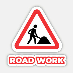 road work Traffic sign editable modern vector icon and text effect design