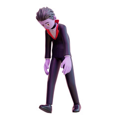3d vampire character walk limp , Happy halloween.