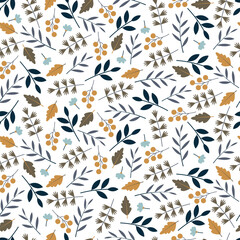 Elegant floral seamless pattern design. Abstract branches and leaves. Repeat texture foliate background for surface printing