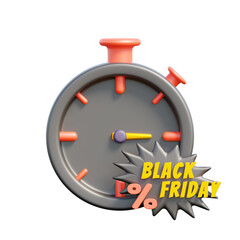Discount Time, 3D Black Friday Icon Illustration