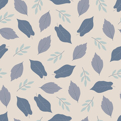 Elegant trendy floral seamless pattern design of branches and leaves. Foliage repeat texture background for textile and printing
