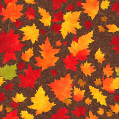 Naklejka na ściany i meble Thanksgiving Season Background Pattern - Seamless and tileable wallpaper design of Fall and Autumn Leaves