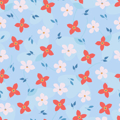 Floral seamless pattern design. Composite overlay repeat texture of abstract flowers and leaves. Background for surface printing