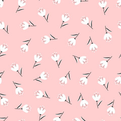 Modern fashionable floral seamless pattern design of abstract flowers. Elegant repeating texture background for surface printing
