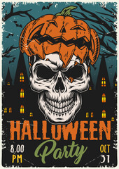 Halloween party vintage poster colorful