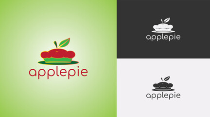 Logo template design, with apple pie cake shop concept