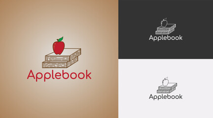Logo template design, with the concept of apples on a book. education and reading books