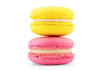 Colorful French Macaroons Collection isolated on white