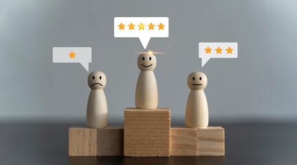 Concept image of setting a five star goal. increase rating or ranking, evaluation and...