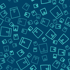 Green line Skirt icon isolated seamless pattern on blue background. Vector