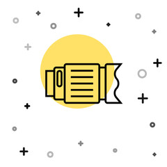 Obraz premium Black line Camera photo lens icon isolated on white background. Random dynamic shapes. Vector