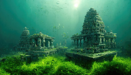 AI generated image of Dwaraka, the ancient Indian city submerged under the sea mentioned in the Indian epic Mahabharata 