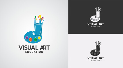 Fototapeta na wymiar Logo template design, with brush concept and painting palette. Art and painting studio