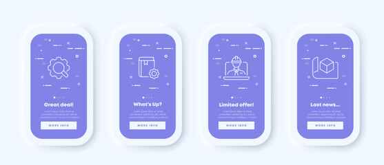 Setting line icon. Gear, setup, worker, tool, pump your brain, configuration, directory, association. Infographic concept. UI phone app screens. Vector icon for Business and Advertising